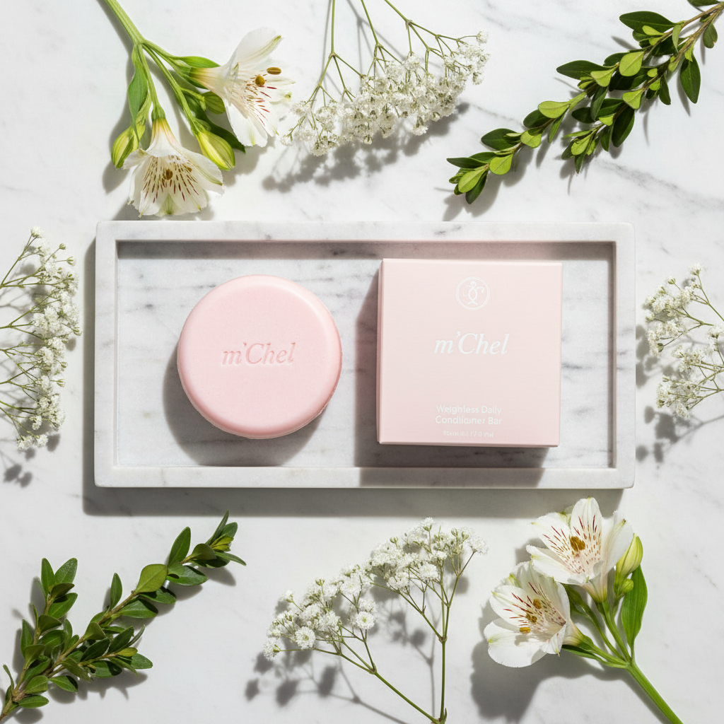 m'Chel Haircare Weightless Daily Conditioner Bar — Paraben-Free | Full Size 60g & Mini 30g
