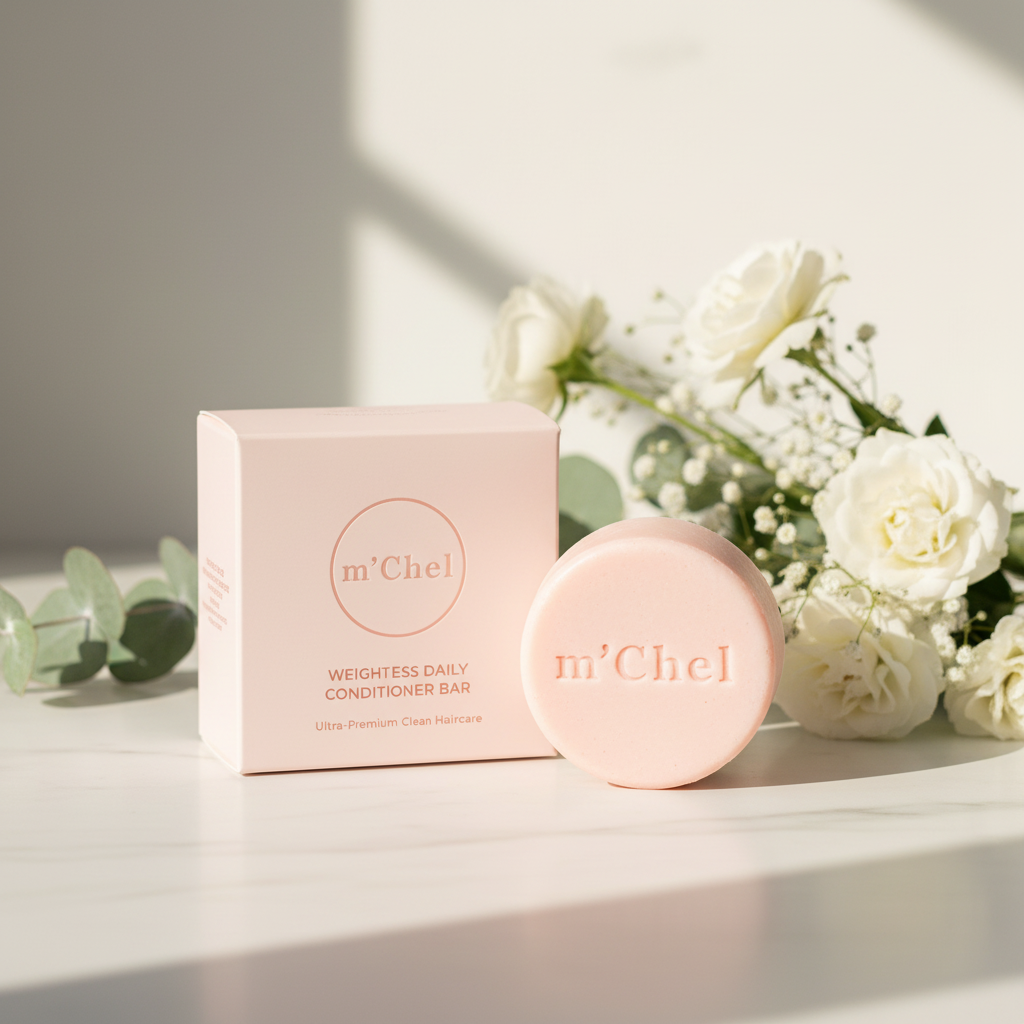 m'Chel Haircare Weightless Daily Conditioner Bar — Paraben-Free | Full Size 60g & Mini 30g