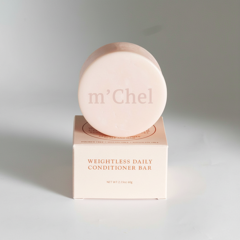 m'Chel Haircare Weightless Daily Conditioner Bar — Paraben-Free | Full Size 60g & Mini 30g