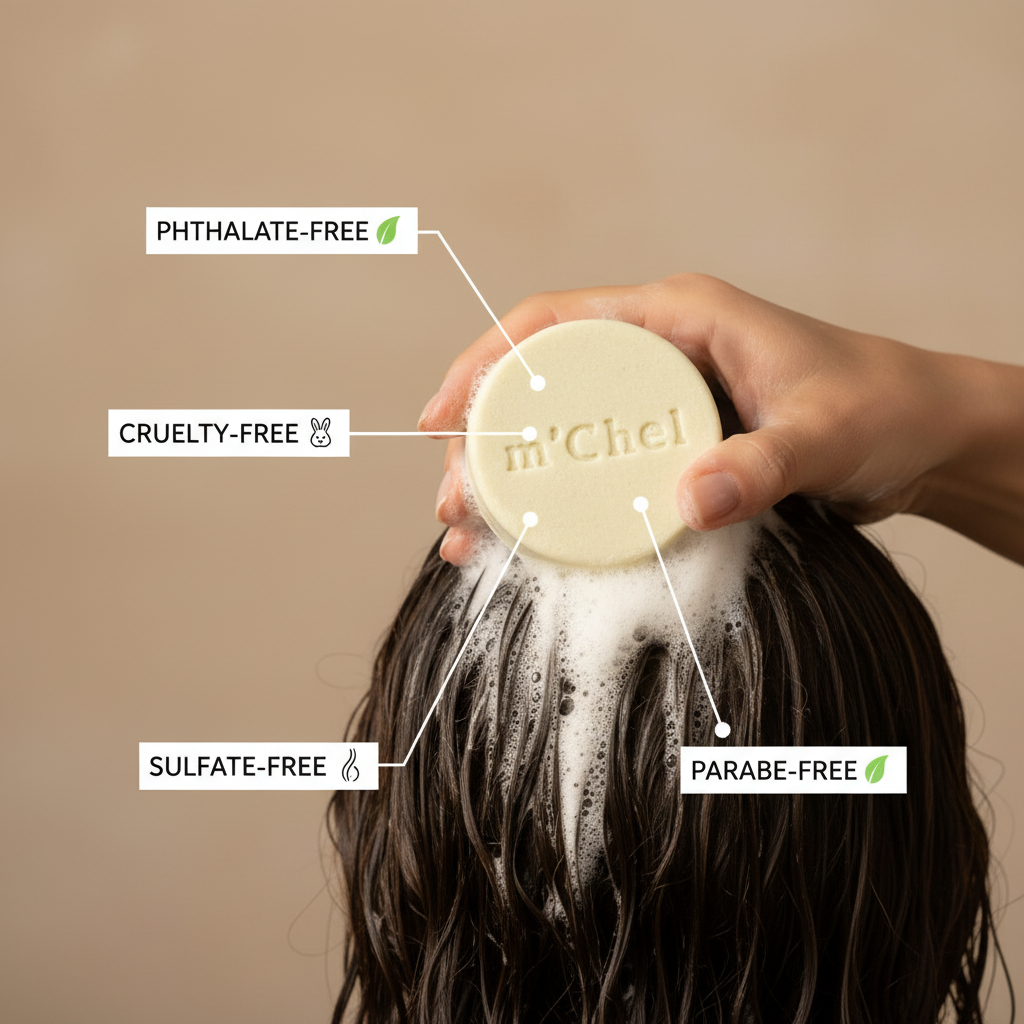 m'Chel Haircare High Shine Shampoo + Weightless Conditioner Bar Bundle — Sulfate & Paraben-Free
