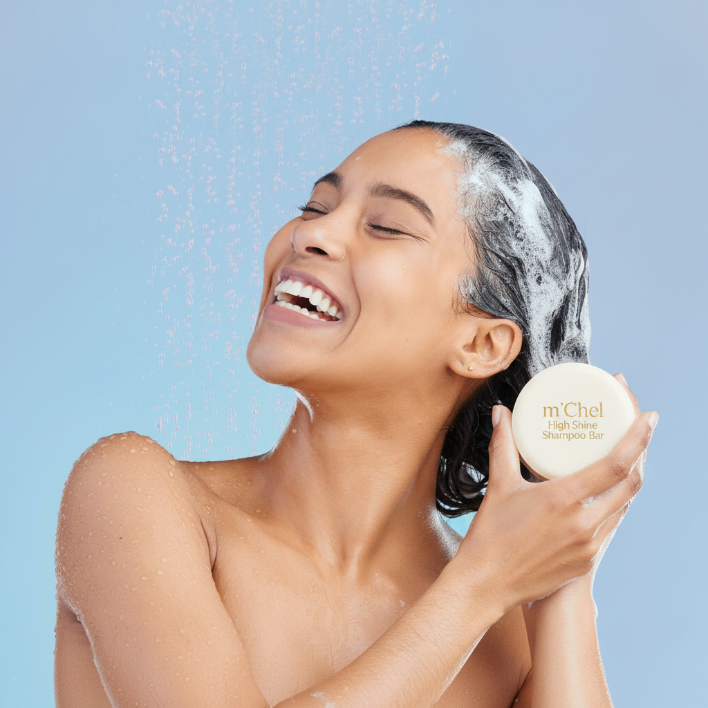 m'Chel Haircare High Shine Shampoo + Weightless Conditioner Bar Bundle — Sulfate & Paraben-Free